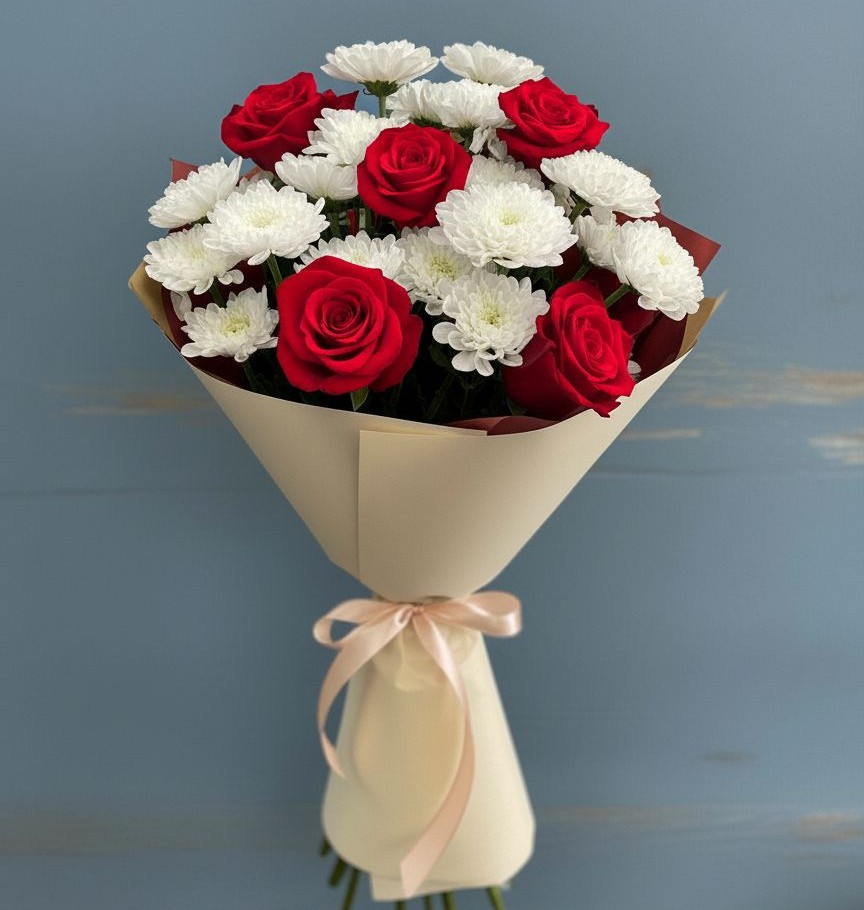 Букет цветов из: Розы и Хризантемы в Орше