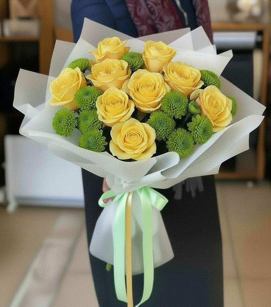 Букет цветов из: Хризантемы и Розы в Орше