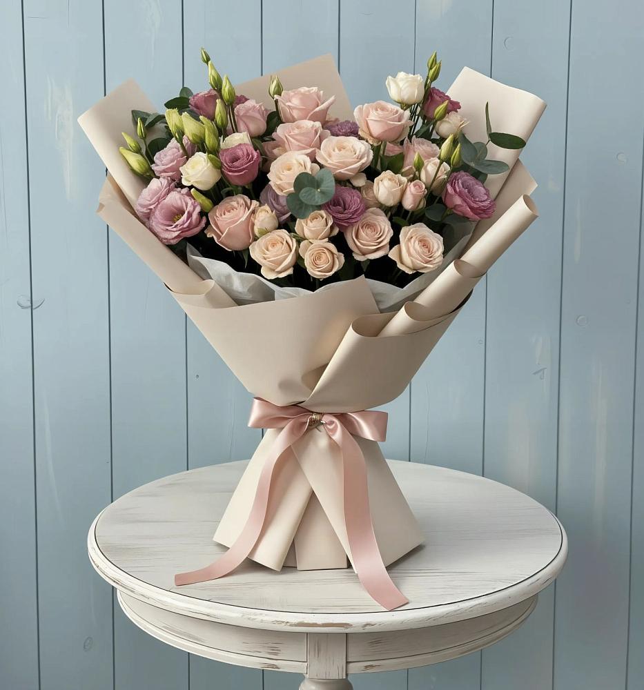 Букет цветов из: Розы и Лизиантусы в Орше