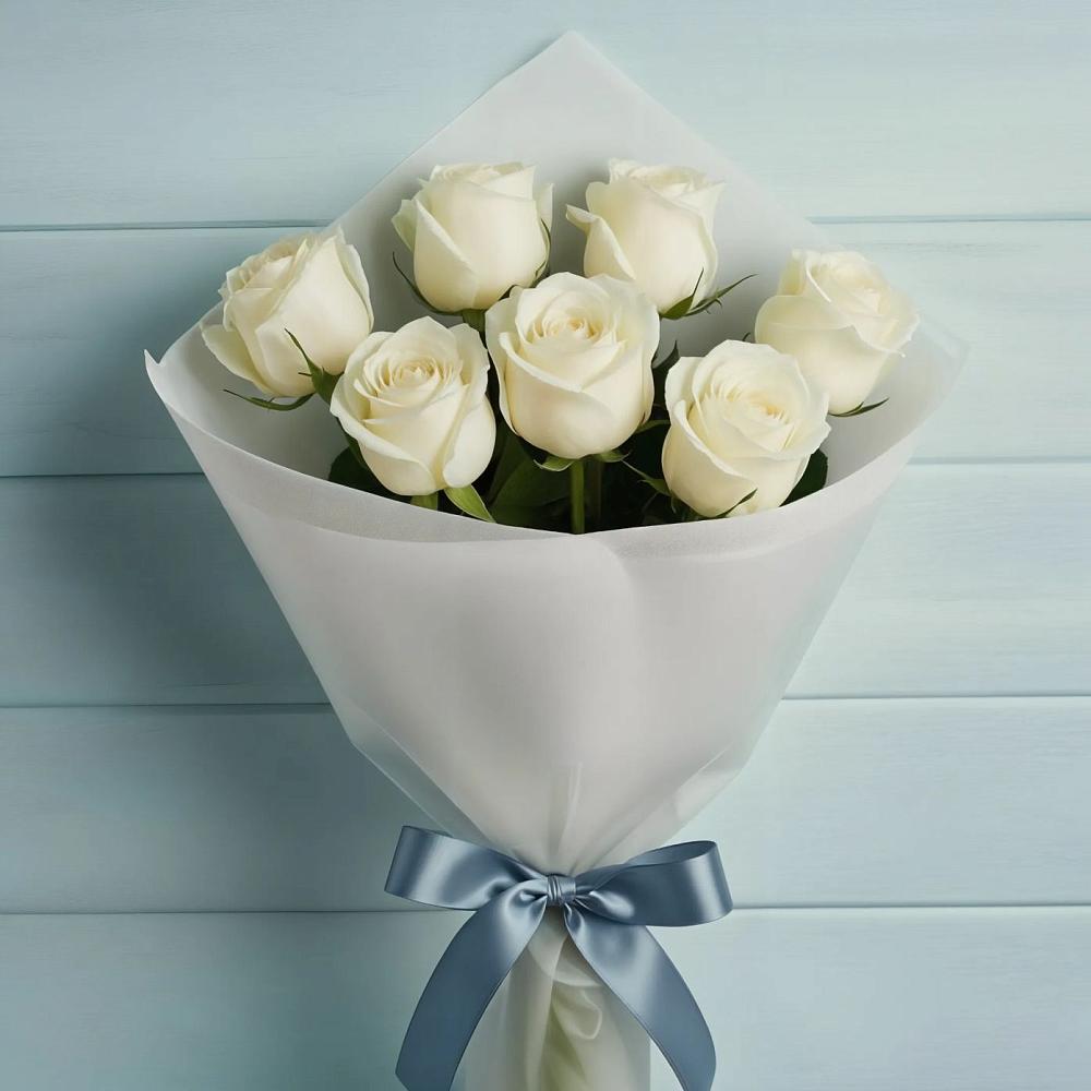 Букет 7 Белых роз Эдлесс Лав в Орше